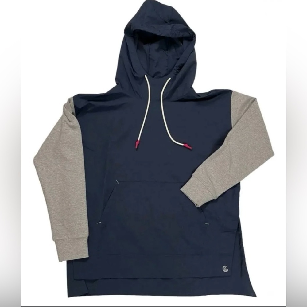 NWOT Johnny Was Calme- Blue and Grey Hooded Pullover Jacket. Size L